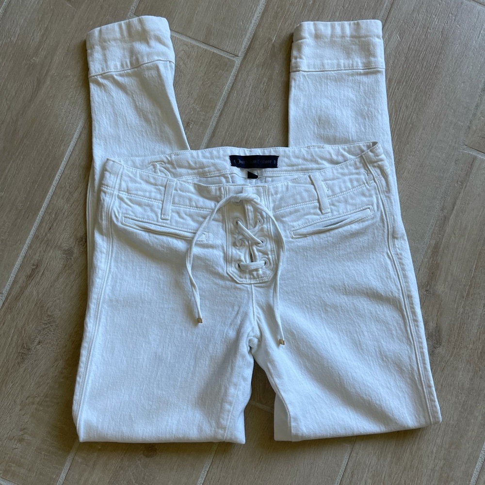 Juicy Couture Lace Up Low Rise Skinny Jeans
